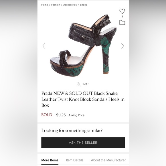 PRADA black snake leather twist knot block sandals heels ✨ - Picture 16 of 16